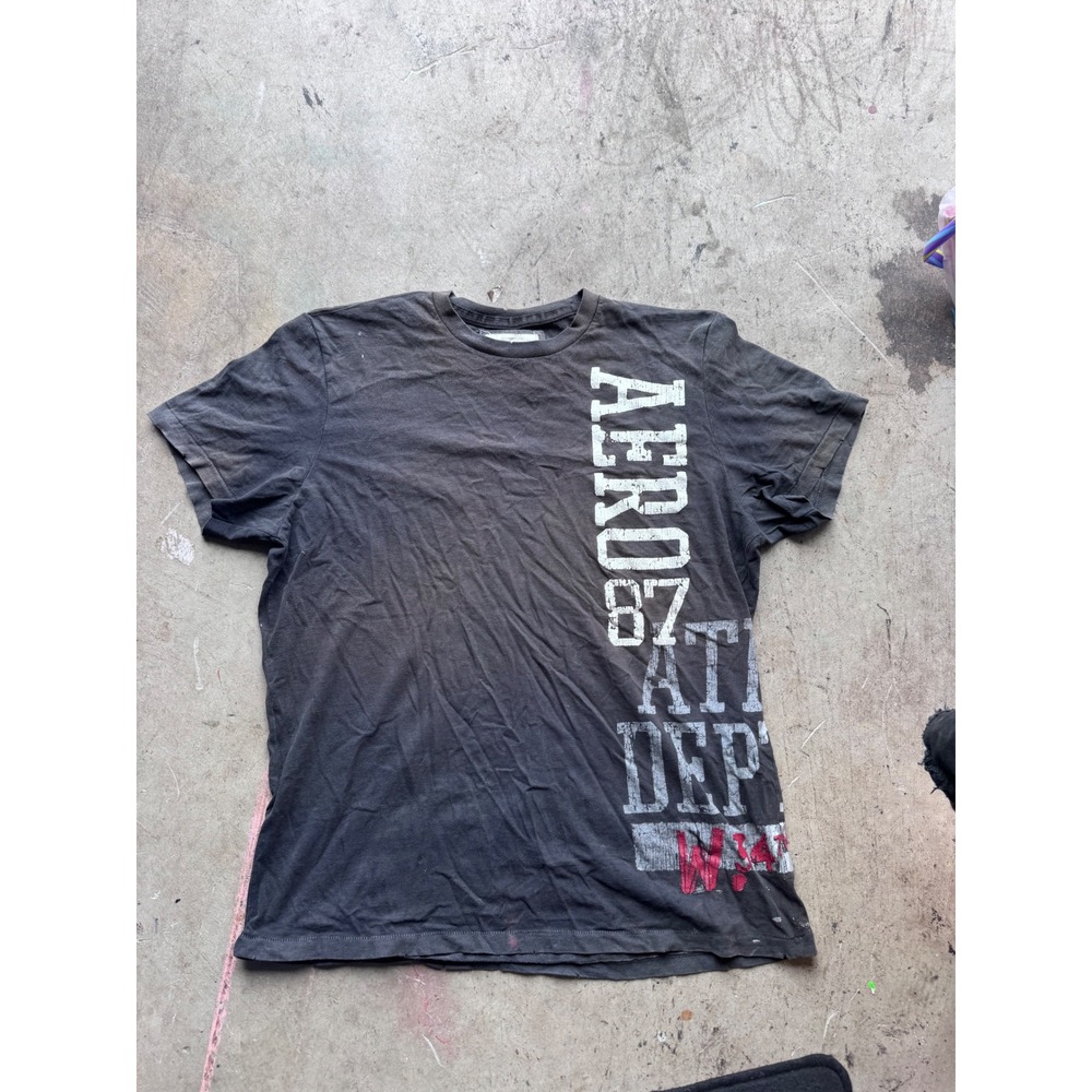 Aeropostale Mens XXL Graphic Tee Faded Black Aero 87 Ath Dept Short Sleeve Tee
